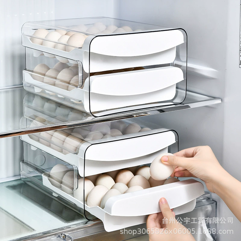 Household refrigerator egg storage box drawer -style stacking capacity kitchen eggs preserved box PET refrigerator box