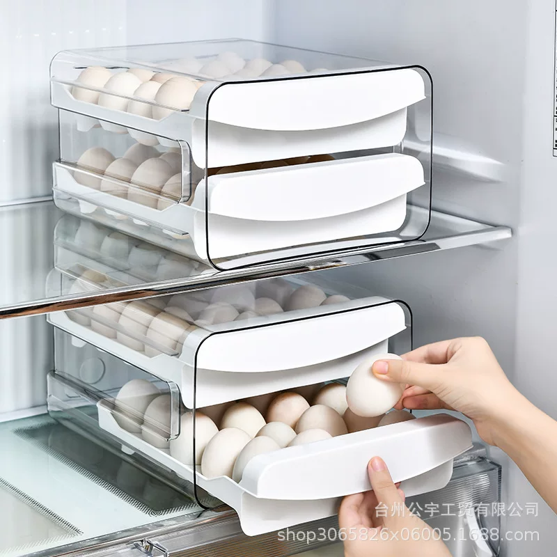 Household refrigerator egg storage box drawer -style stacking capacity kitchen eggs preserved box PET refrigerator box