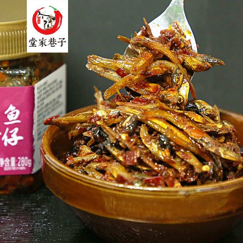 湖南特产香辣彩椒鱼仔280g优质食材下饭零食罐装小鱼干厂家批发