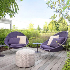 Nordic outdoor leisure chair single rope-woven sofa lounging chair vacation village cabin rattan furniture woven waterproof sun-resistant