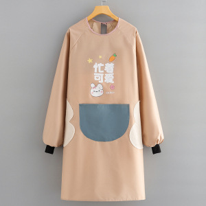 Venta al por mayor cocina impermeable Niña de dibujos animados mono de manga larga a prueba de aceite engrosado borrable mano delantal adulto Otoño e Invierno overoles