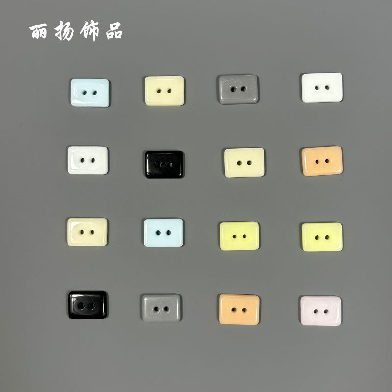 Rectangular Button Camouflage Ceramic Button Two-Hole Small Chanel Style Shirt Polo Shirt Clothing Accessories Button