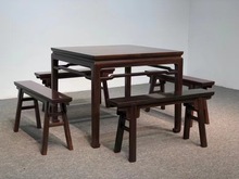 老挝大红酸枝交趾黄檀马蹄脚八仙桌方形餐桌仿古典新中式红木家具