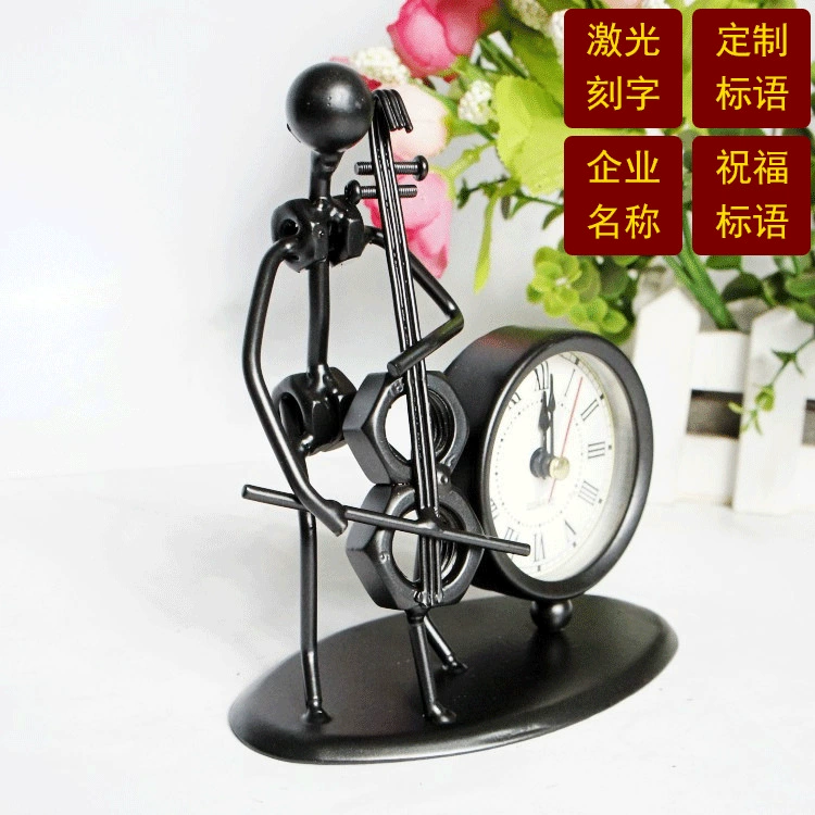 耀莎 [品牌厂家直批金属摆件工艺品 小铁人乐器时钟吉他摆件  T317]