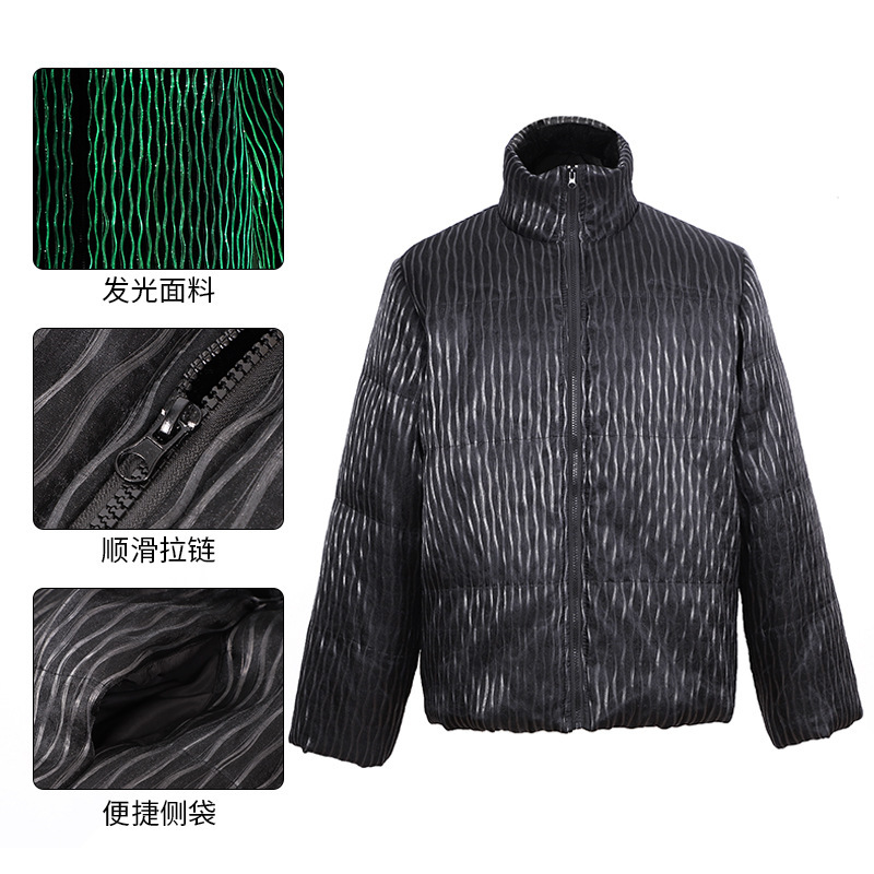 Down jacket men's new trend high-end sense cross-border Amazon fiber light-emitting couples fashion coat wholesale