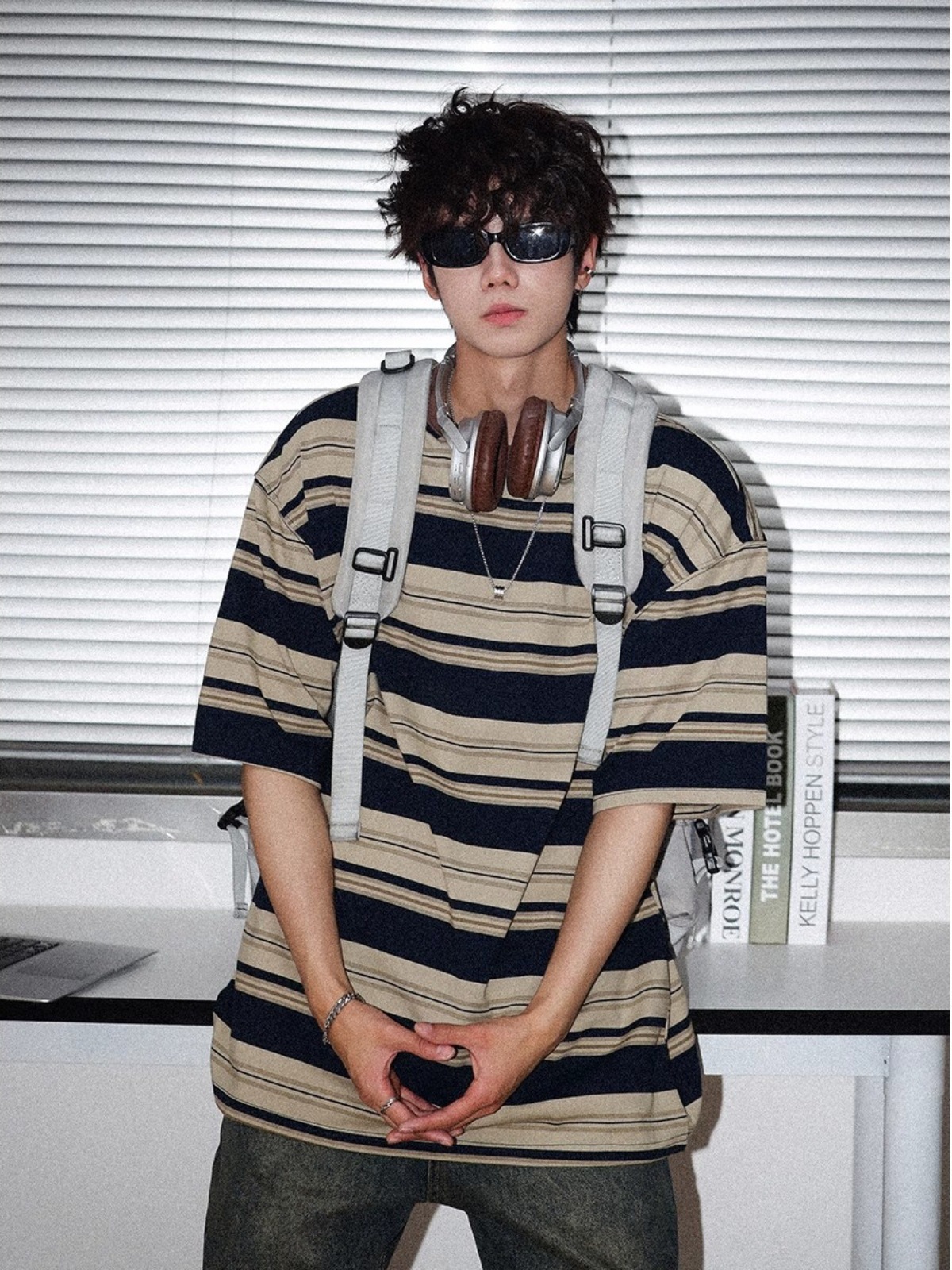 Summer Japanese retro cotton design short sleeve T-shirt