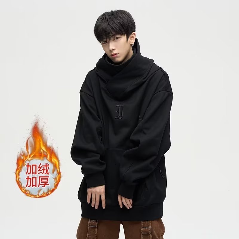 Nuevo suéter con capucha de cuello alto para hombres primavera y otoño marca de moda estadounidense Estilo funcional hiphop estilo hip hop diseño sentido moda suelta