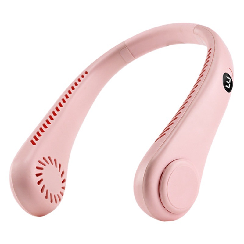 Ventilador de cuello portátil recargable con pantalla digital para verano, ventilador de cuello silencioso sin aspas USB, manos libres recargable.