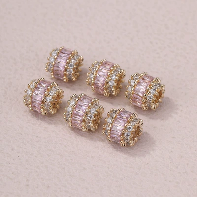 Zərgərlik ara hissələri | beads bracelet necklace handmade - no-12-18k-pink-zircon-transfer-beads