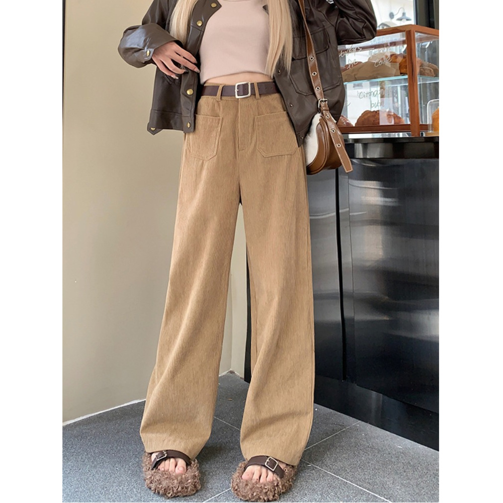 2025 nuevos pantalones rectos de terciopelo delgados pantalones gruesos variados de color curry casual pantalones de piernas de mujer image 3