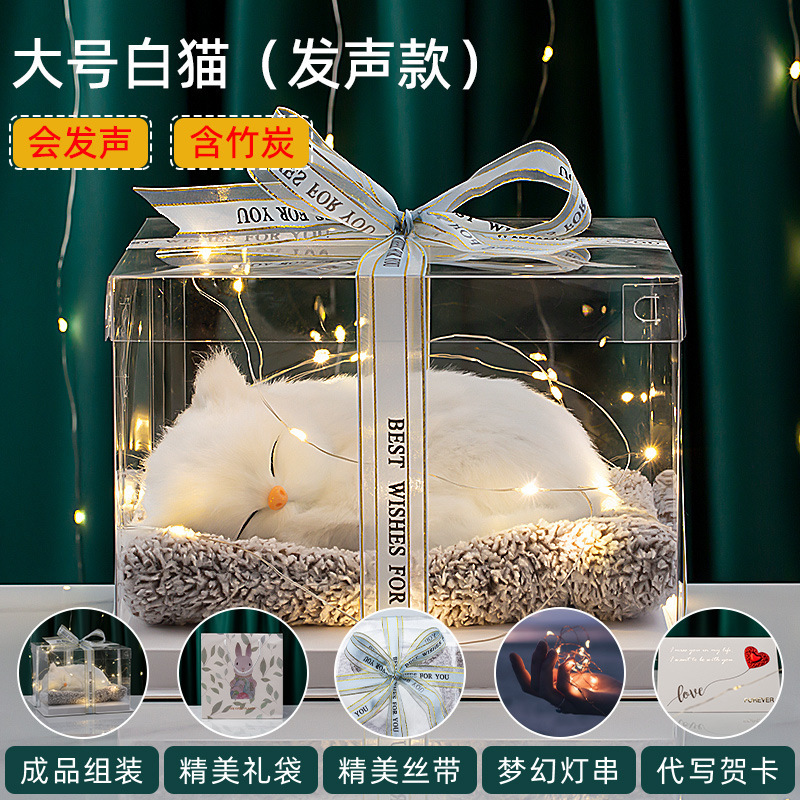Creative Gifts Include Realistic Cat Animal Models, Toys, and Dolls for Girlfriend's Birthday or Valentine's Day Gift Boxes