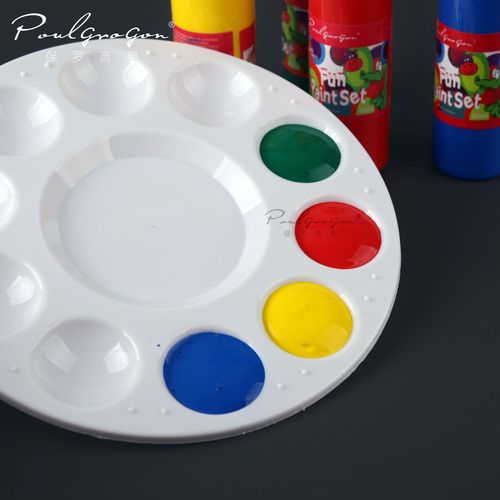 Cross-border children 10-hole plastic round color palette watercolor acrylic oil painting kindergarten painting art supply palette