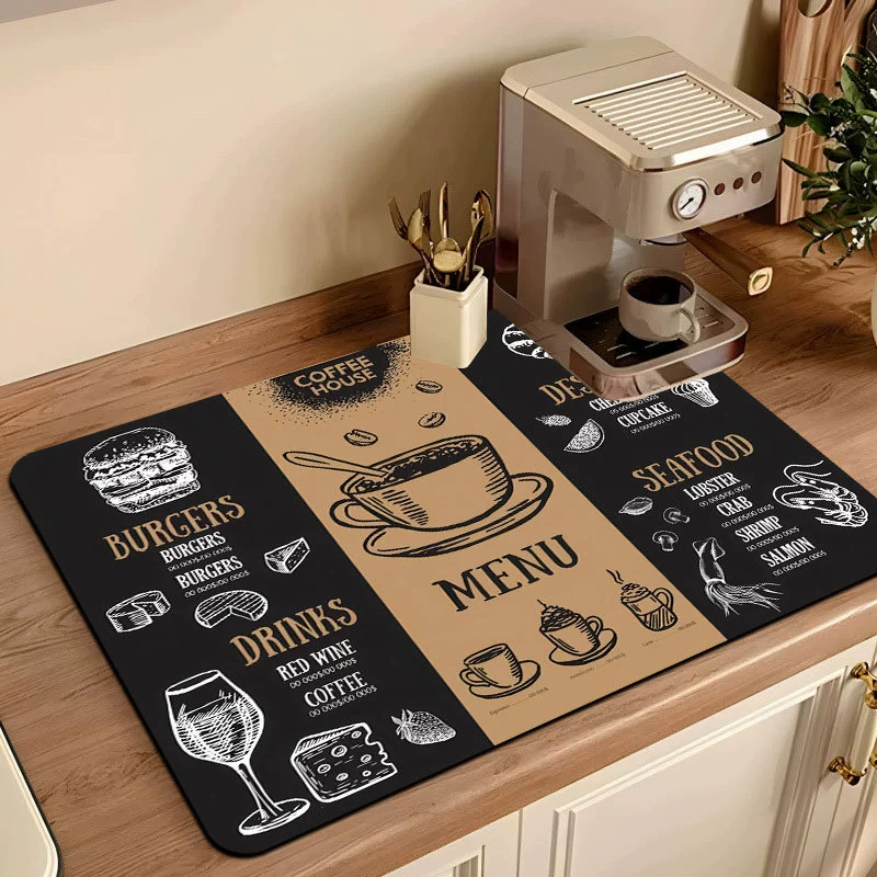 TEMU трансграничный американский коврик для кофе-машины из диатомовой грязи кухонный слитный коврик для обеденного стола