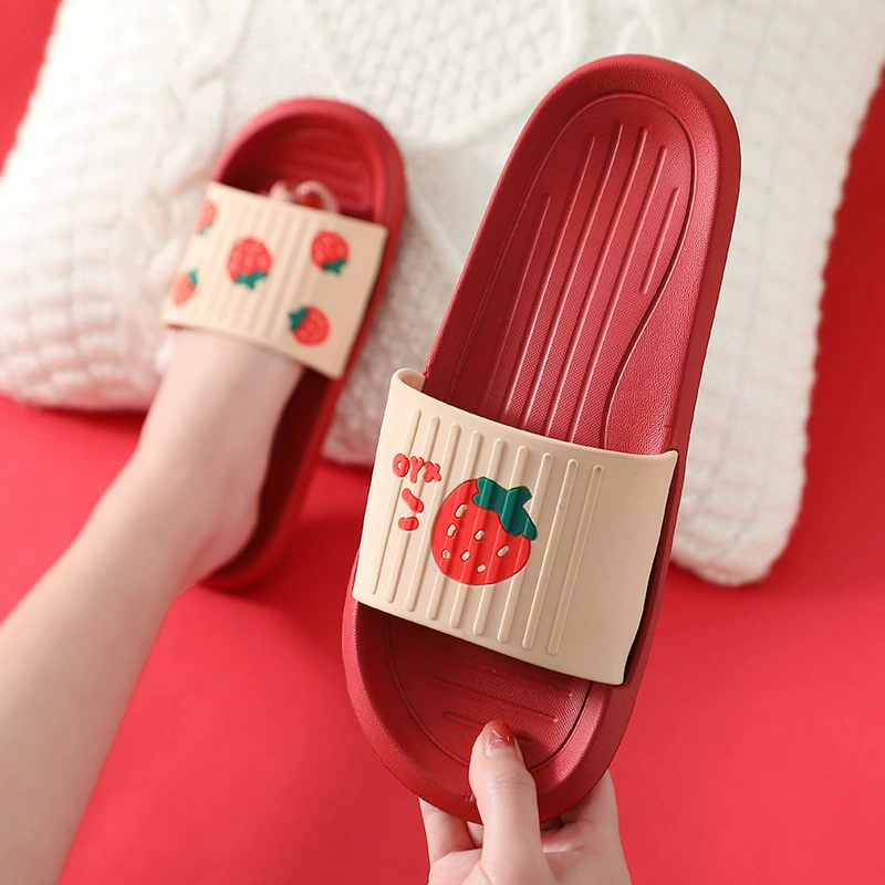 Женские летние тапочки домашние Мультяшные милые с мягким дном, Нескользящие домашние тапочки для пары, летняя уличная одежда, мужская