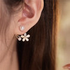 Small design fresh earrings from pearl, European style, cat's eye, flowered, double wear