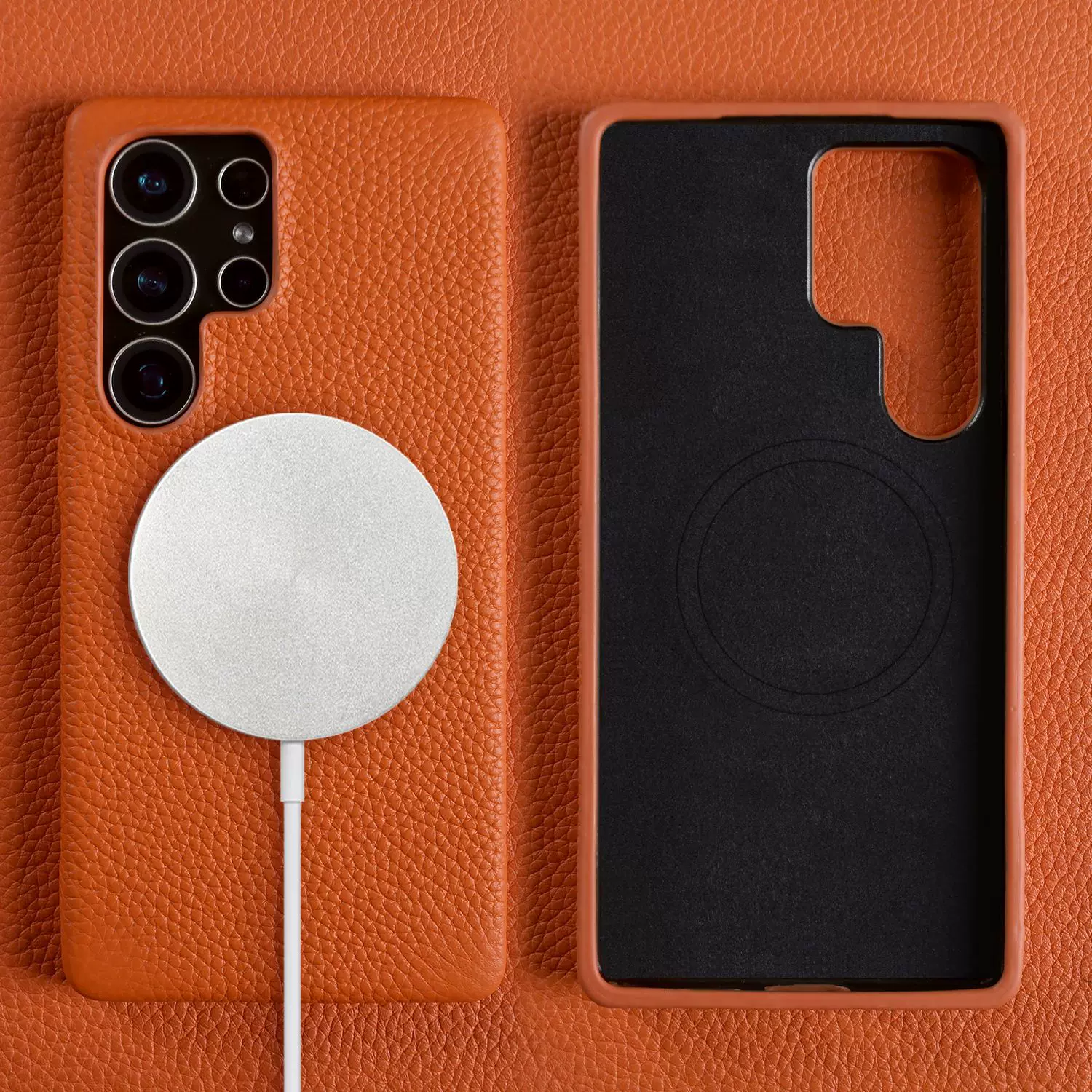 磁吸全包真皮荔枝纹适用三星S25Ultra手机壳新款S24Plus保护套