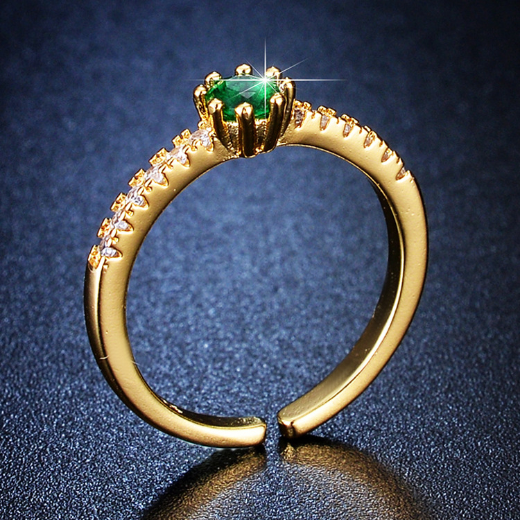 Holiday Occasion Copper Material Luxurious Square Copper Plating Inlay Zircon Open Ring