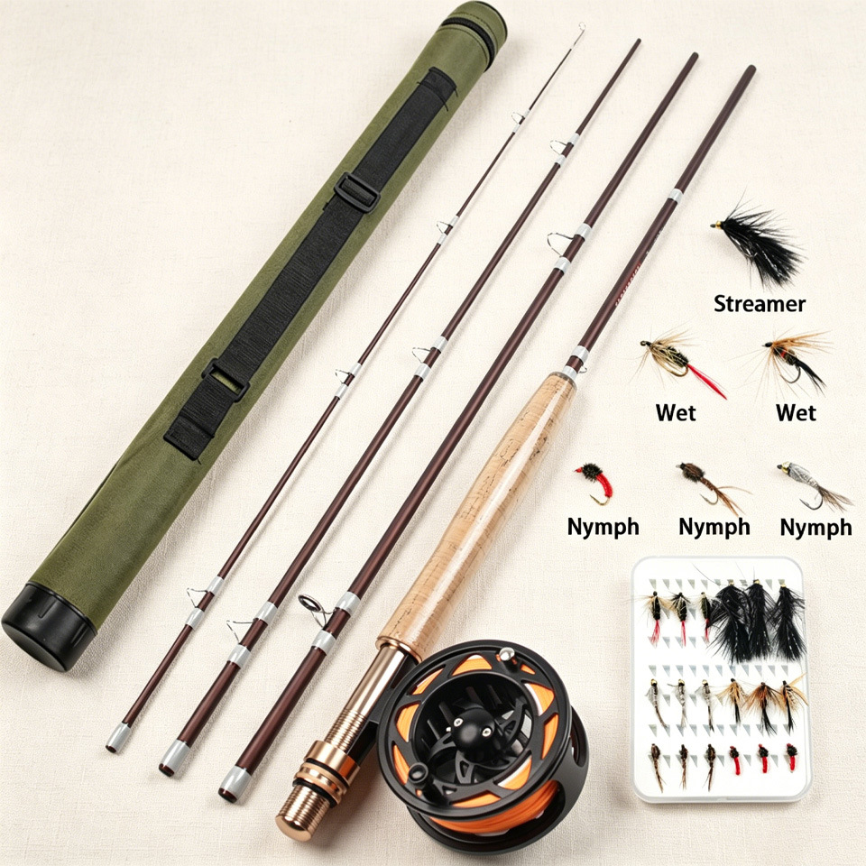 Entry-Level Fly Fishing Combo, Fly Rod, Fly Reel, Fly Hook, Professional Set, One-Stop Fly Fishing Equipment Wholesale