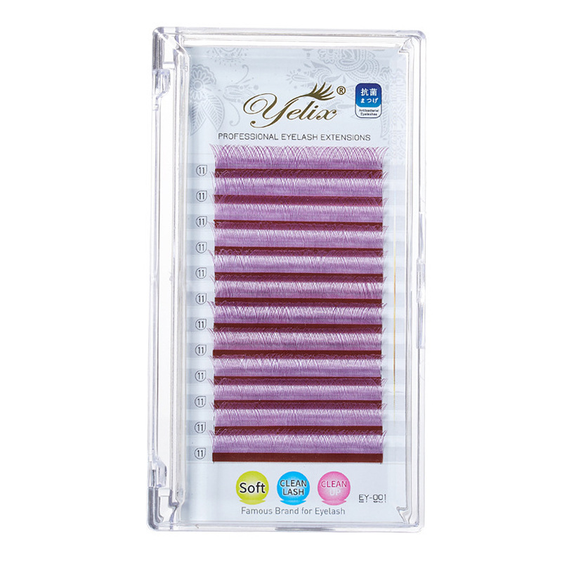 Fábrica de injerto transfronterizo de pestañas europeas y estadounidenses, pestañas falsas naturales densas de una sola raíz 2D compactas de gran capacidad de pestañas de coloryy