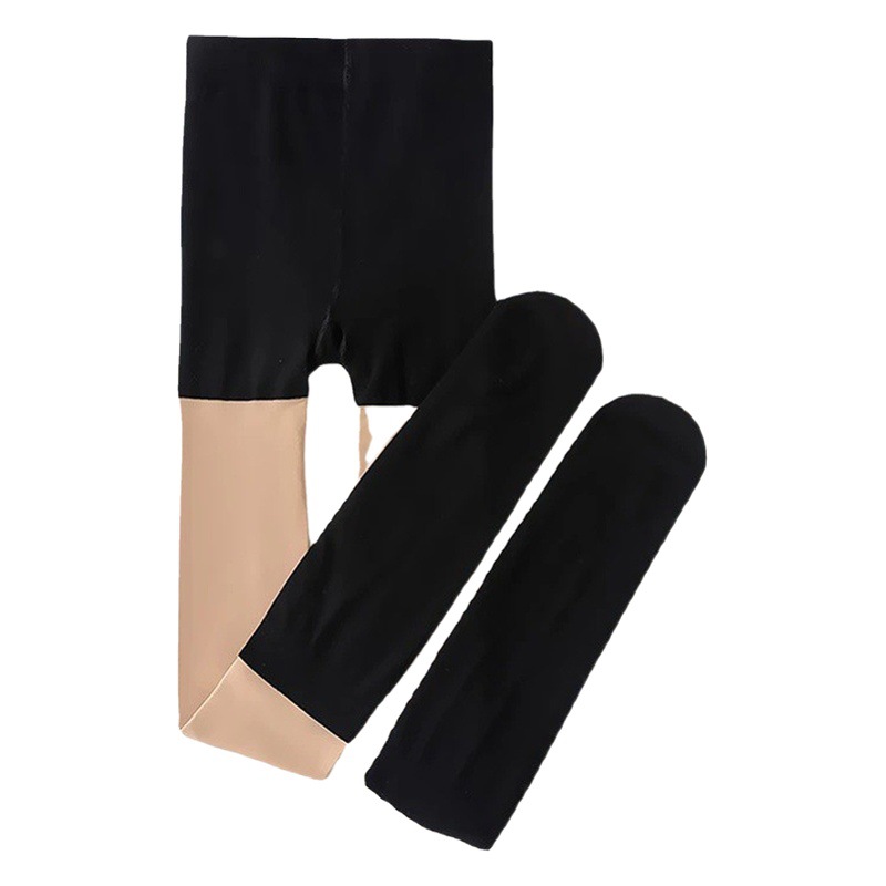 Plus tamaño de la pierna ligera artefacto falso becerro JK calcetines de costura de tres secciones pantalones de seguridad forrado de lana desnuda pantorrilla polainas Calcetines