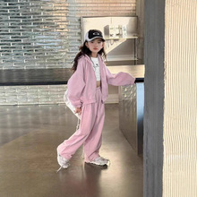 儿童女童套装新款春秋款中大儿童秋装连帽休闲洋气秋款时髦两件套