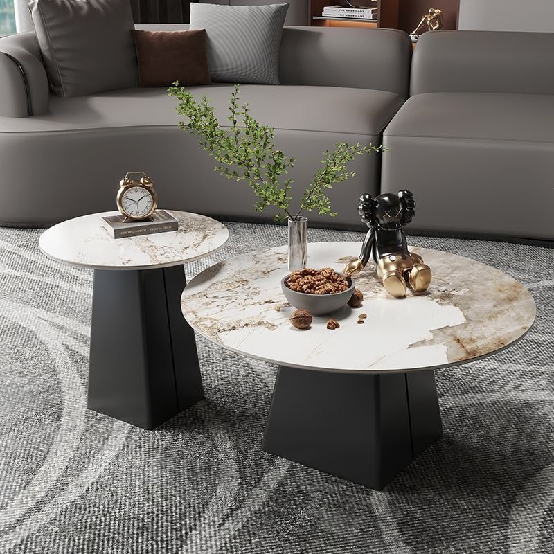 Luz y lujo moderno mesa de té redonda de tabla de roca sala de estar casa pequeña mesa de té redonda mesa de estudio