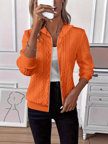 2025 Independent Station Wish Amazon hit autumn and winter solid color long-sleeved knitted zipper hooded hooded hoodie coat for women