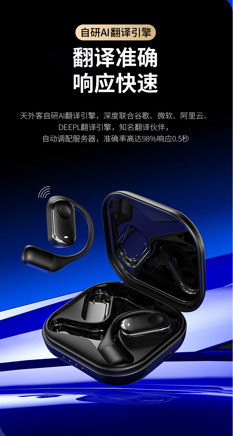 The 2025 new model Y30 translation headphones feature real-time simultaneous video call translation in multiple languages via Bluetooth, a new cross-border model Item Picture