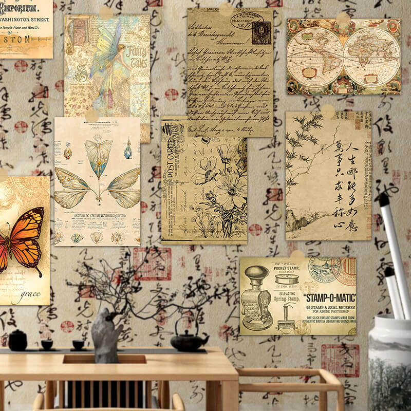 Paper Van Boxed Postcards, Study Room Pen Floating Note Pen Series, Student Literary Commemorative Message Card Postcards