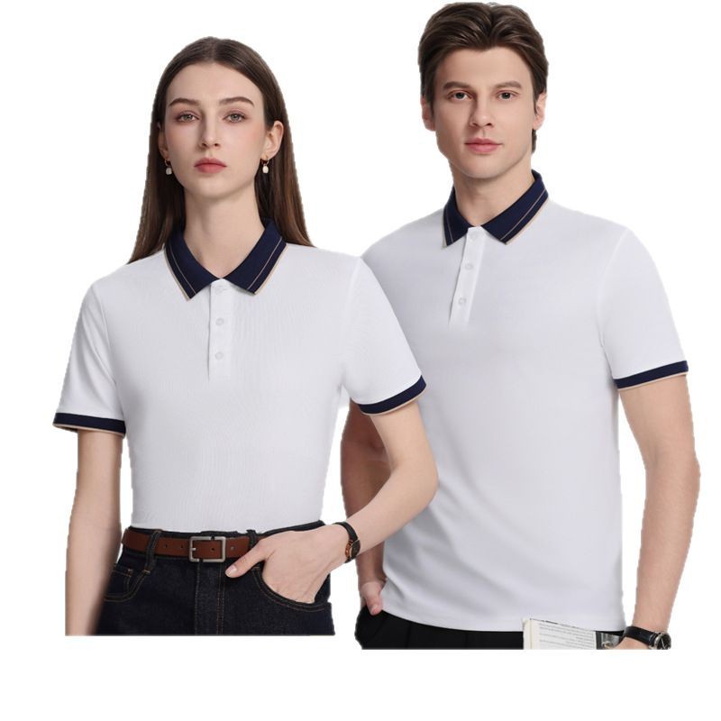 Polo de oficina logotipo impreso personalizado camiseta de solapa de negocios camisa publicitaria de color en contraste camisa cultural bordado de manga corta