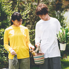 190g full cotton T-shirt with round neck and long sleeves, pure cotton loose solid color youth autumn and winter t-shirt base shirt