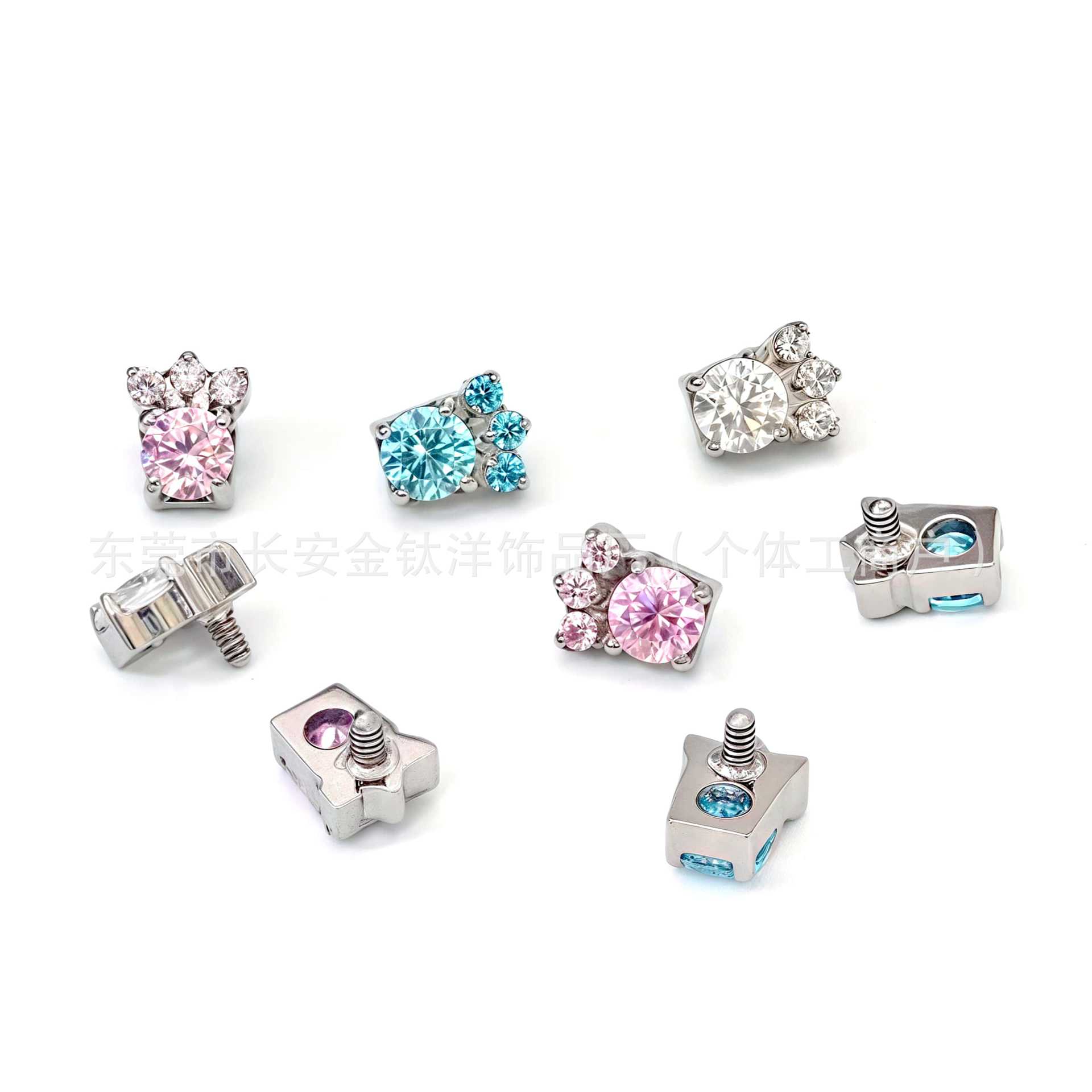 F136 Titanium Internal Thread Cat Claw Zircon Earring Lip Nail Ear Bone Nail G23 Titanium Alloy Body Piercing Jewelry 1.2x14mm detail image 7