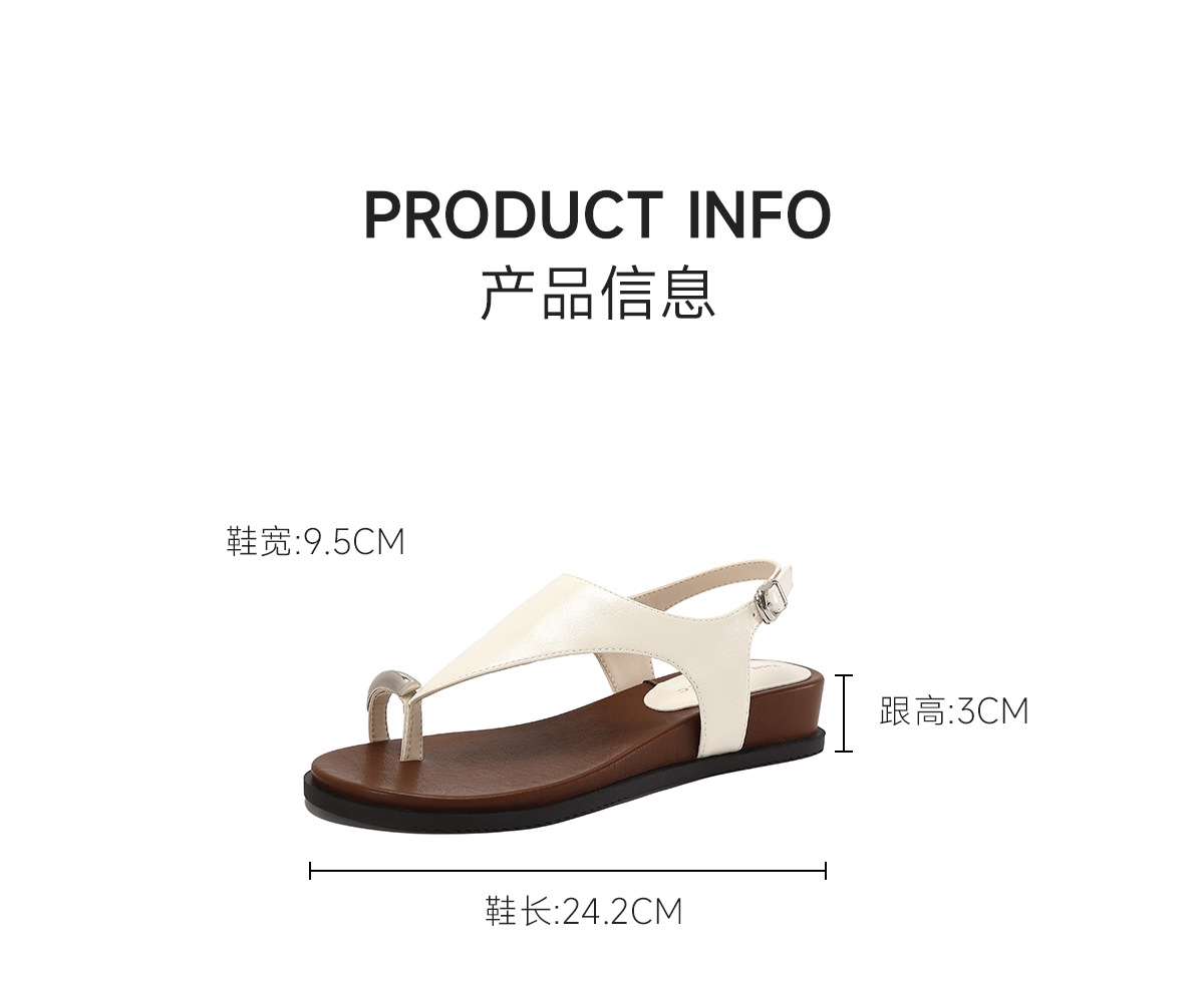 Sandal xỏ ngón nữ kiểu Pháp cổ điển phong cách La Mã đi biển — Q85 Màu be chi tiết 13