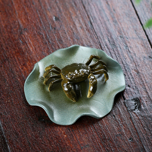Yixing Zisha Tea Pet Color-Changing Crab Hairy Crab Bafanglaicai Lotus Leaf Sculpture Tea Play Tea Ceremony Creative Crafts