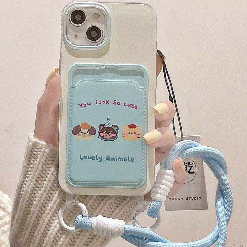 三只小熊挂绳卡包iPhone14promax苹果13手机壳12女11新款16创意|undefined