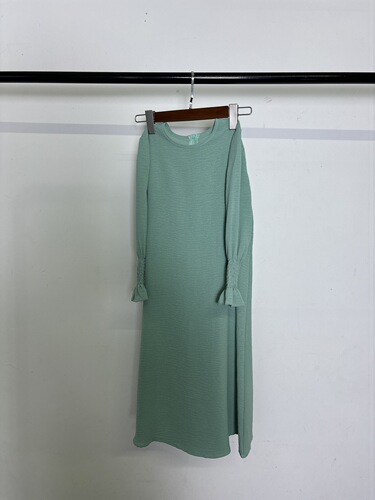 Direct supply Idodo new round neck wave pattern lace edge solid color dress 23591 children's wear innerwear