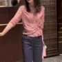 直筒v领侧边新款九分裤