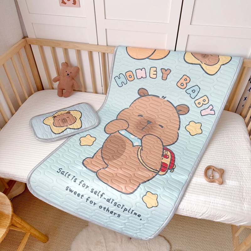 Foreign trade cross-border children's cartoon latex mat baby mattress soft mat kindergarten nap cool feeling ice silk mat