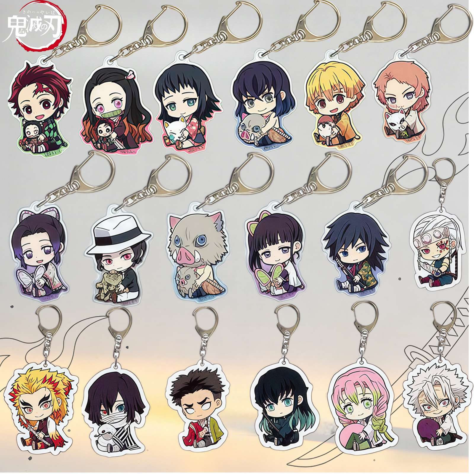 Colgar decoración fantasma cuchilla acrílico llavero colgante mochila colgante anime perímetro doble serie de joyas creativas image 1