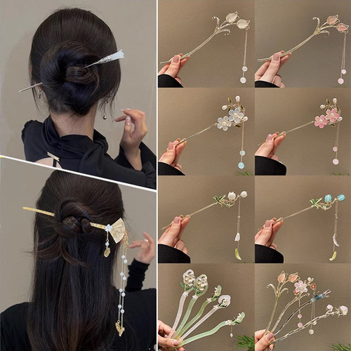 Super fairy ancient wind chime orchid tassel hairpin for women, high-end hairpin, cheongsam, Hanfu, hairpin on the back of the head