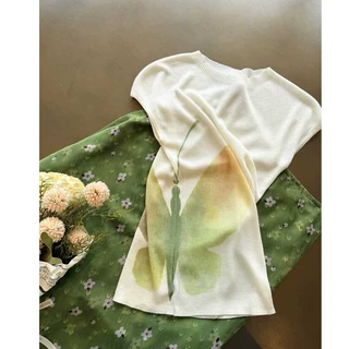 恋爱序曲文艺复古气质百搭碎花网纱鱼尾松紧腰半身裙女上衣套装女