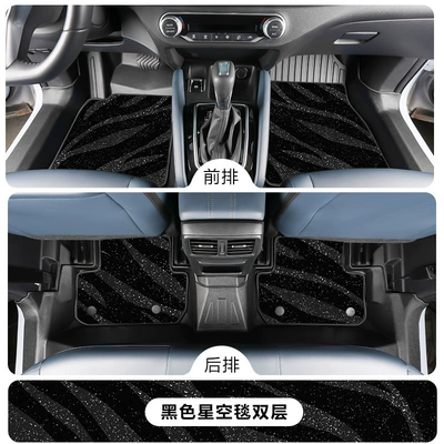 Classic Tpe Car Floor Mats | Modelə uyğun ayaqaltı - nissan-qashqai-2019-2025-model-with-air-outlet-in-the-armrest-box-tpe-foot-pad-black-starry-sky-blanket