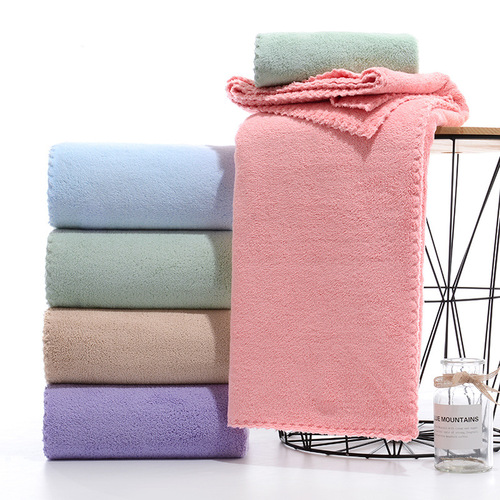 Factory coral velvet bath towel for men and women household large towel plain cut edge large bath towel soft absorbent beach towel wholesale
