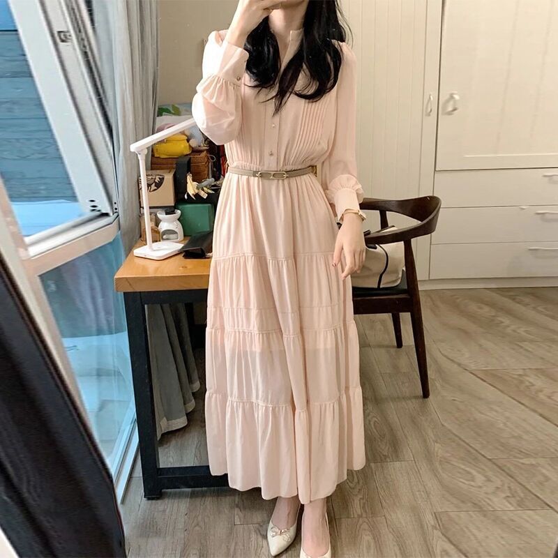 2026 Spring New French Fashion Style Pink Shirt Dress with a First Love Vibe, Waist-Cinching Slimming Dress 2026 Spring New French Fashion Style Pink Shirt Dress with a First Love Vibe, Waist-Cinching Slimming Dress