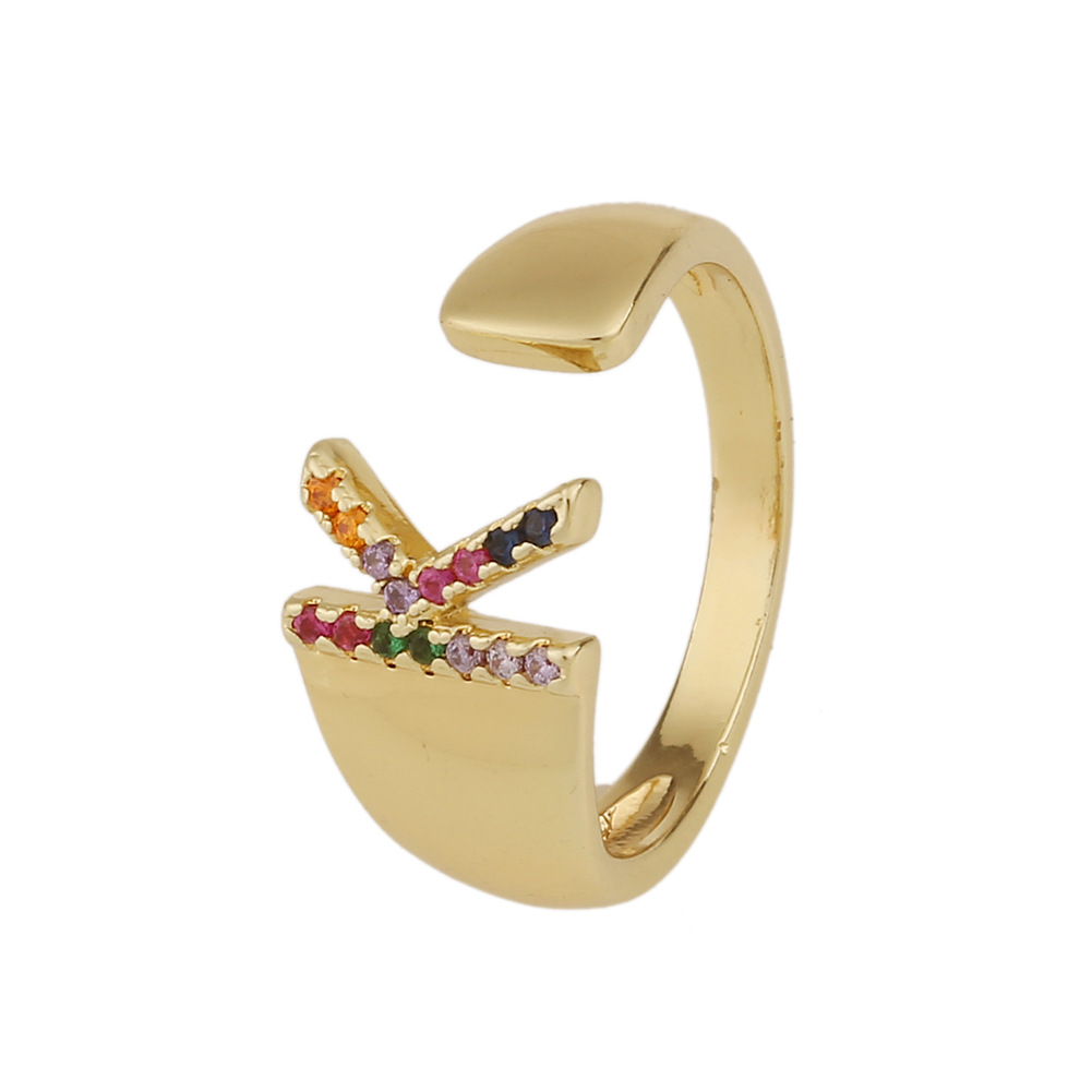 Fashion New Style Copper Micro-inlaid Zircon 26 English Letter Ring display picture 6