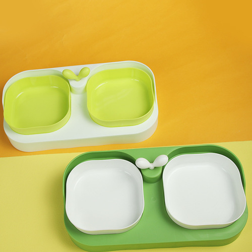 New cat bowl factory wholesale eating and drinking dog bowl double bowl pet supplies leak-proof separate pet bowl
