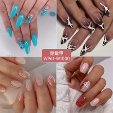 外贸短款磨砂质感美甲高级感小众轻奢风穿戴甲欧美假指甲贴片批发