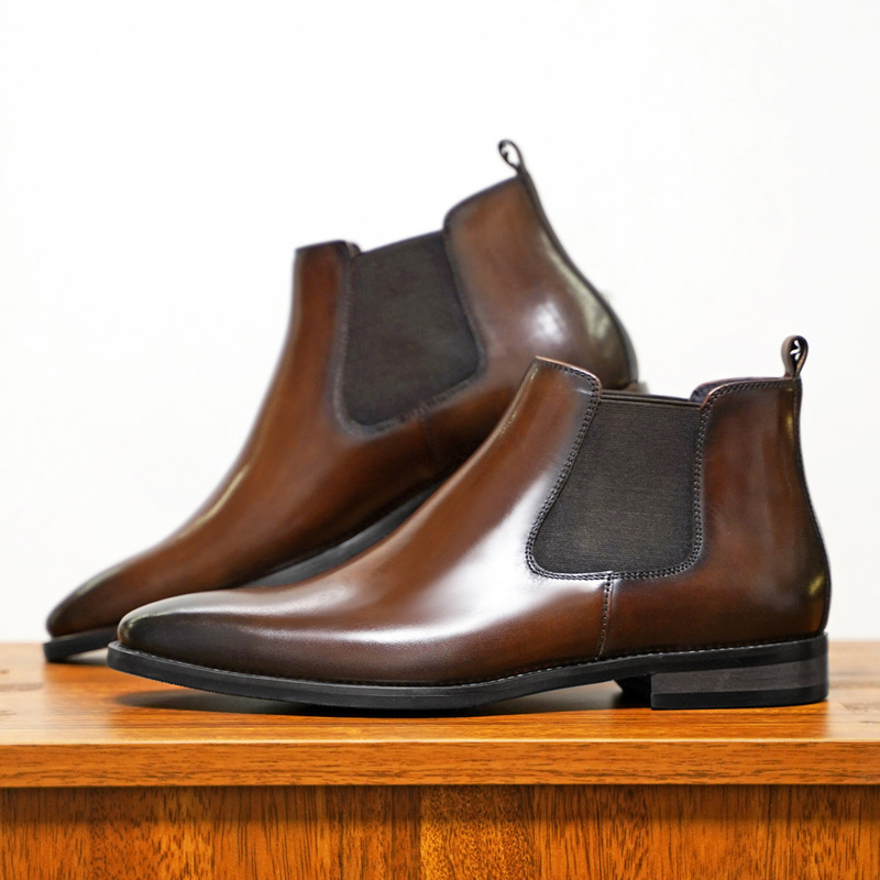 Melden Shoe Factory 4039 Chelsea Boots for Men, British Style Retro Handmade Leather Boots, British Martin Boots High Top