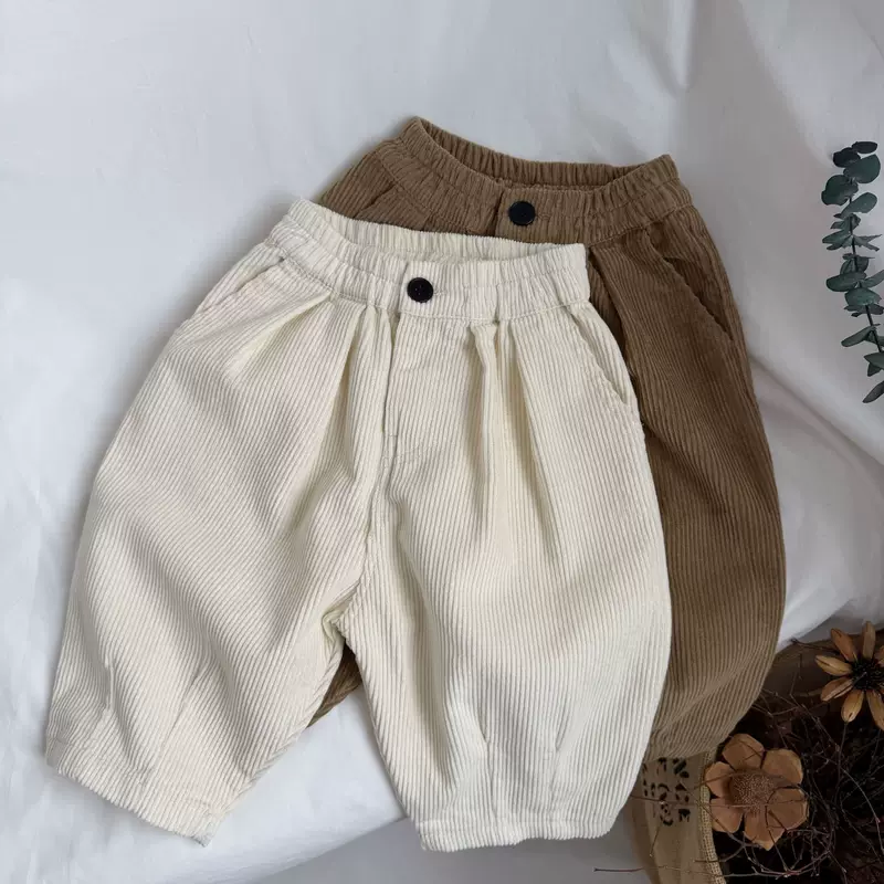 GL-kids Осень детские вельветовые шаровары, классические брюки для мужчин и женщин девочек, корейский стиль