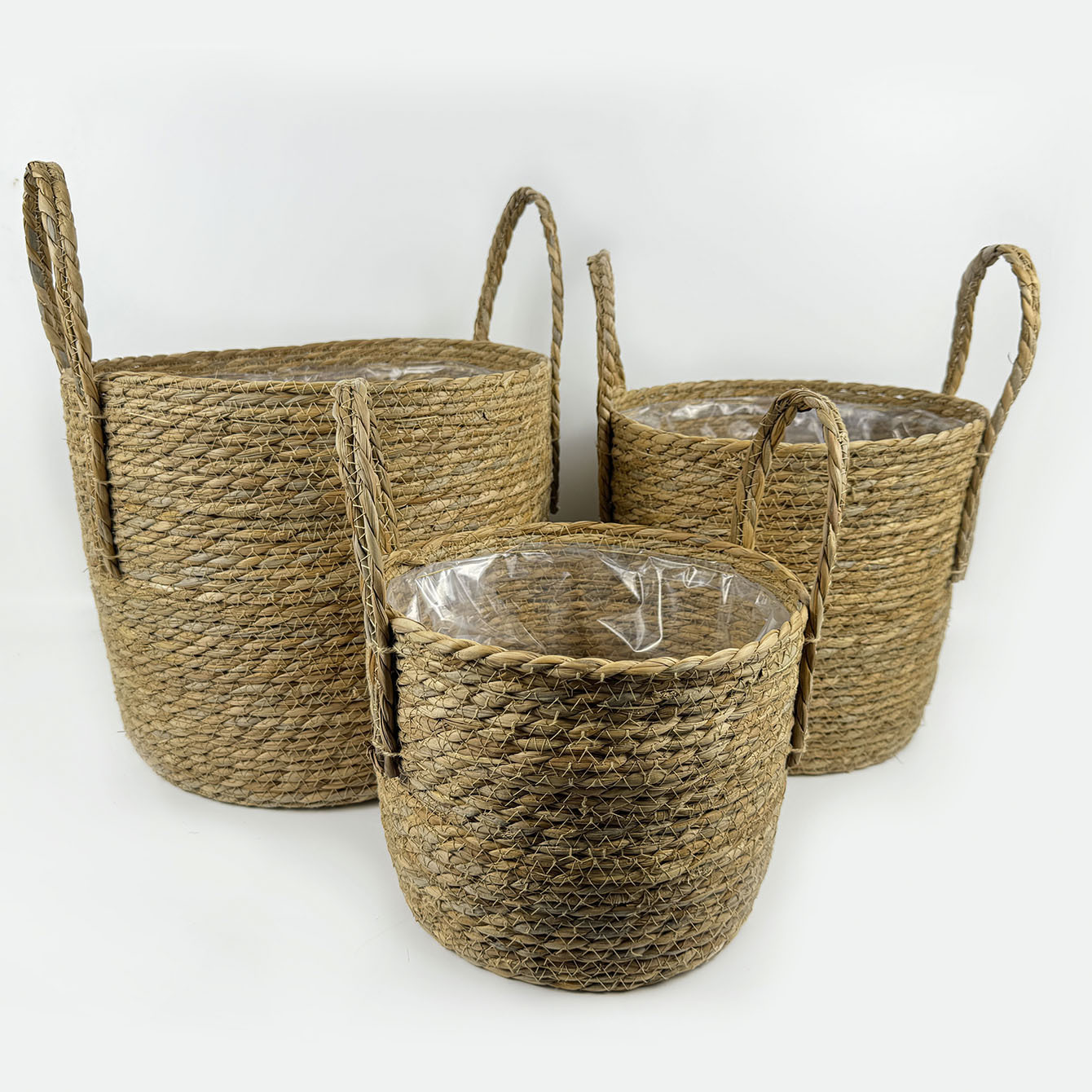 Cestas de tejido de cuerda de paja plantas de interior plantas de plantación verde de suelo ornamentos de maceta decorativa portátil para el hogar canasta con forro